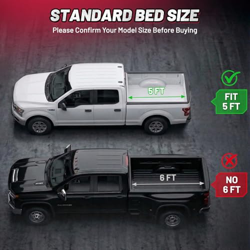Image of Hard Tri Fold Tonneau Cover Fits Toyota Tacoma 2016-2023 5ft Bed Double Cab, Waterproof Hard Folding Truck Bed Cover with Anti-Theft Lock, Easy Install Bed Cover for Camping and Work Trucks