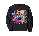splash art - pug dog colorato felpa