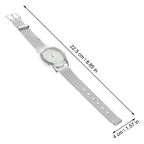 ibasenice Watch- Stylish Stainless Steel Watch Fashion Quartz Watch Adjustable Watch Casual Diamond Wrist Watch for Women Man (Silver) - Image 3