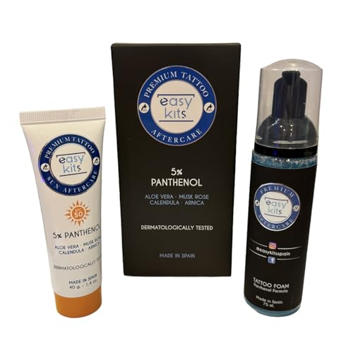 EASY KITS Sun Tattoo Aftercare Kit - Kit De Curación Para Tatuajes Con Protección Solar (Crema Tattoo Care SPF50-40g+ Espuma Tattoo Foam)