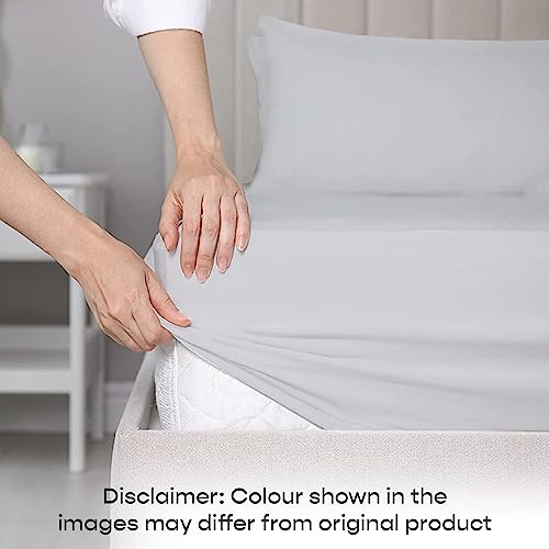 Image of SleepyCat 200TC Percale Fitted Sheets with 2 Pillowcases | 100% Breathable Cotton Bedsheet | Cool & Crsip Feel | 360 Elastic Grip for Easy Tuck| Dolphin Grey, Queen Size, 75x60 Inch
