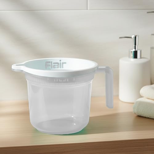 Image of FLAIR Estella Crystal Plastic Bath Mug 1.5 LTR - Durable, Lightweight & Stylish - Ideal for Daily Use in Bathroom & Kitchen (Clear)