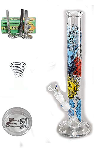 J & J Geschenk Set Edel Bong Blue Deer All Inclusive Blubber incl. Grinder Siebe Chillum Kopf Crazy Twister