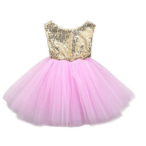 Preisvergleich Produktbild Kinderkleid Honestyi Kleinkind Kinder Baby Mädchen Herz Pailletten Party Prinzessin Tutu Tüll Kleid Outfits (Roas,70)