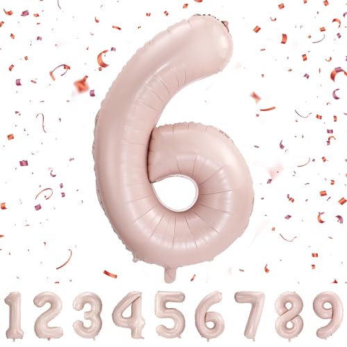 Globos de Cumpleãnos 6 Pastel Rosa,101 CM Globo Numeros Gigantes Grandes Decoracion,Globo Numero 6,Globos Niño Niña Adultos,Vuelan con Helio…