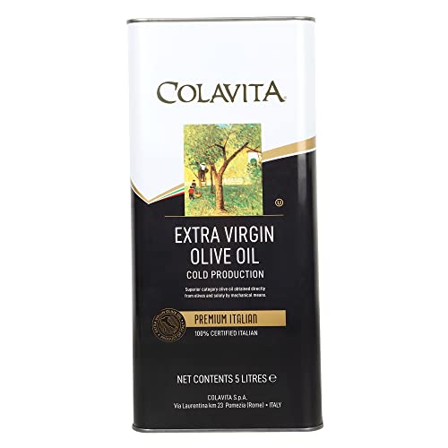 Image of Colavita Extra Virgin Olive Oil (5L) | 'Certified Italian' | Imported from Italy | Ideal for Cooking, Salad Dressings and Marinades | Cold Pressed Oil from Italian grown Olives | Tin Can Pack