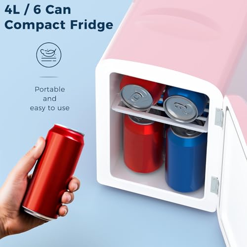 Antarctic Star 4L/6 Cans Compact Refrigerator,Portable Mini Fridge Skin Care,Cooler and Warmer for Bedroom,Car,Office &  - Additional View