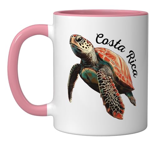 Taza de cerámica souvenir Costa Rica rosa/blanco miniatura 1