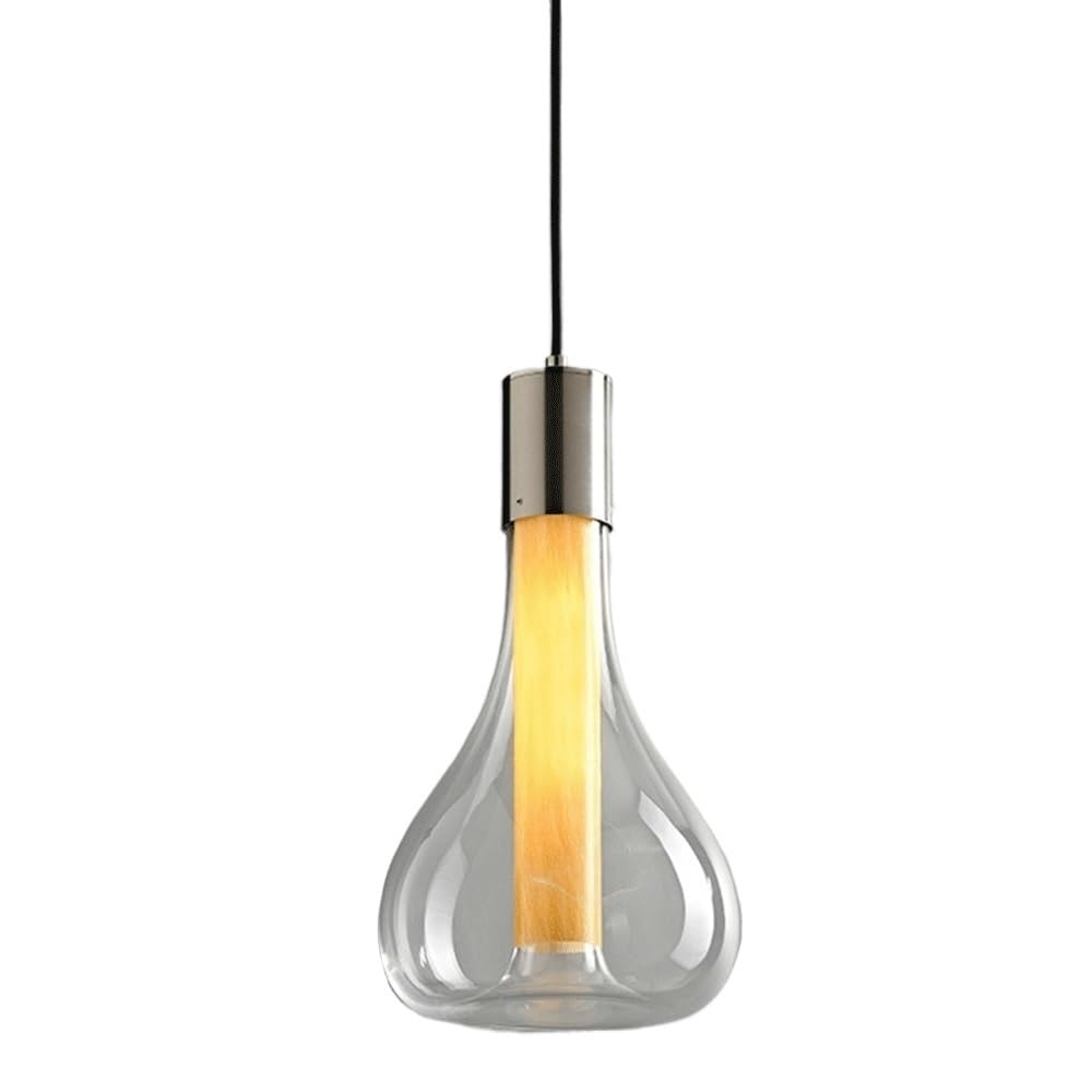 Luminaire suspendu E27 à 1 lampe avec abat-jour en verre transparent pour îlot de cuisine