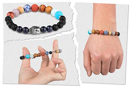 Karseer Buddha 7 Chakra Bracelet, Natural Crystals Stones Beaded Bracelet, Meditation Prayer Protection Jewelry Gift, Unisex 5