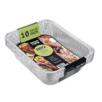 Lemon & Lime BBQ Rectangle Aluminium Foil Tray 10-Pack, 32 cm X 26.5 cm X 6 cm Size,Silver
