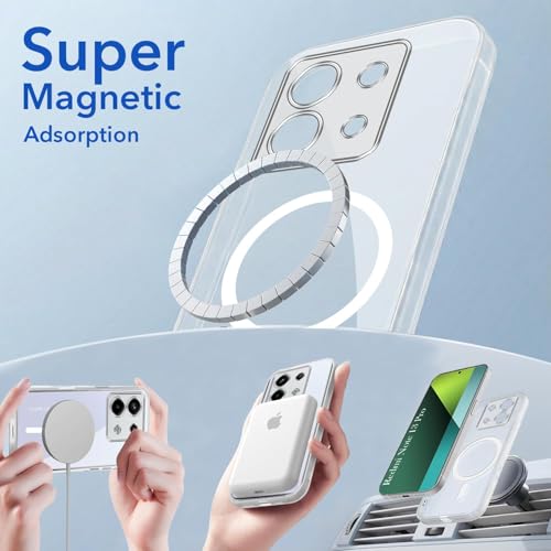 Image of Jkobi Lifetime Anti-Yellow MagSafe Compatible Clear Back Cover Case for Redmi Note 13 Pro (Sleek Hard Crystal | Shockproof and Camera Protection)