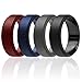 ROQ Silicone Wedding Ring for Men, 4 Pack Silicone Rubber Band Step Edge - Black, Grey, Blue, Bordeaux - Size 12