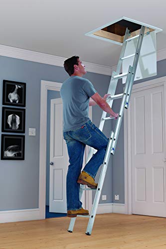 Abru 37000 3 Section Compact Aluminium Loft Ladder, Comfort D-Shaped Rungs, Inc. Stowing Pole, 150kg Load Capacity, Safety Certification EN14975, 5 Year Guarantee 2 Abru 37000 3 Section Compact Aluminium Loft Ladder, Comfort D-Shaped Rungs, Inc. Stowing Pole, 150kg Load Capacity, Safety Certification EN14975, 5 Year Guarantee - Image 2