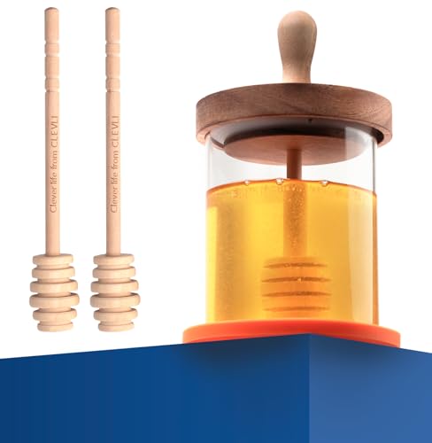 Wood and Silicone Honey Dipper Set