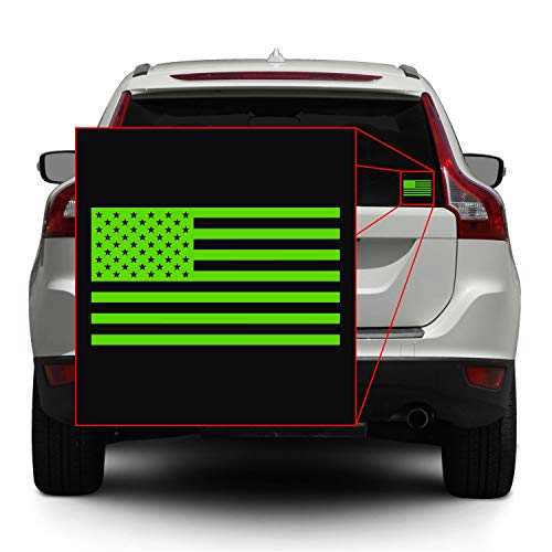 Image of American US Flag [Pick Color /Size] Vinyl Decal Sticker for Laptop /Car /Truck /Window /Bumper (18in x 10in, Matte Lime Green)