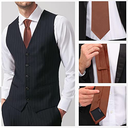 Image of Luckyvestir Mens Tie Solid Satin Neck Ties 3.15'' Formal Necktie for Wedding Business Christmas Father's Valentine's Day Gift