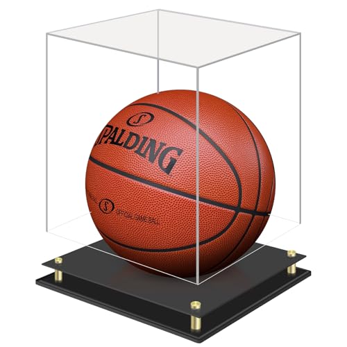 Basketball Display Case Clear Acrylic Signed Basketball Case Stand Basketball Box Holder for Autographed Basketball Soccer for Boys Men Room Dcor Ideal Gift Athlete (No Assembly Required)