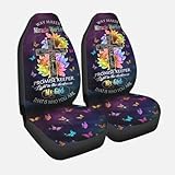 Faith Flowers Way Maker Miracle Worker Promise Keeper Car Sear Covers, Universal Fit Cover Set of 2 Pieces for Christians God Followers, Bucket Seat Protector for Most Sedan Truck SUV