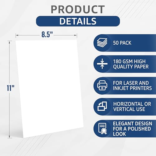 50 Certificate Paper 8.5 x 11 for Printing - Blank Certificate Papers for Award Certificates & Diploma Paper - Premium White Award Papers Cardstock for Awards & Certificates Graduation by JUZARI - Used condition - Image 2