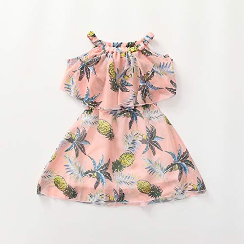 Girls Short Sleeve Dresses Loose Casual Elastic Waist Dress Summer Holiday Dress A Line Swing Skater Dress (Pink, 6-8 Years)2