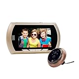 POAHNCU Smart Video Türklingel, digitaler Türspion, 11,4 cm, Kamera, Videoaufzeichnung, Guckloch, Sicht, keine Türklingel für Smart Home, Zuhause, Büro (Gold)