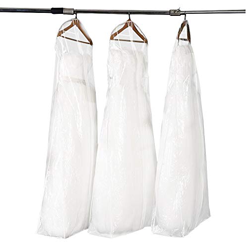 QEES Waterproof Clear Wedding Dress Garment Bag Long Dress Dust Bag Soft, 1 PCS Breathable, Durable Moistureproof Wedding Gown Travel & Storage Garment Bag YFZ14 (23