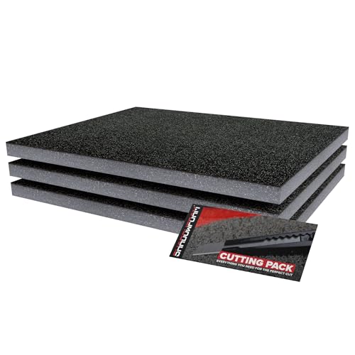 Shadow Foam Starter Kit 3pcs | Tool Box Foam Inserts - Foam Sheet 40x32x3cm Tool Box Organisation DIY & Tool Storage Systems (Grey, 30mm)
