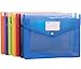 A4 Plastic Wallets, 7 Pcs Plastic Folders Document Files Folders Popper Wallet Envelope Pockets Large Capacity with Quick Snap Closure, Card Slot for Office Home School Travel