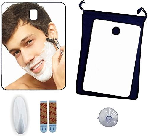 Fogless Shower Mirror Set ~ 2 Fog Free Mirrors - 1 Home Size & 1 Travel Size ~ Non Fog ~ Best Anti Fog Set Includes 3M Command Bath Hook & Large Quality Suction Cup for Hanging ~ No Fog Shaving