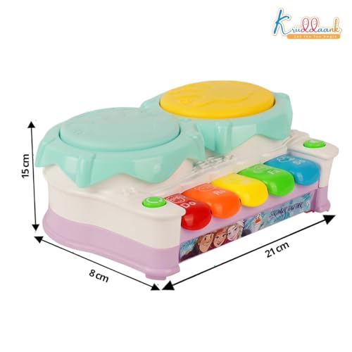 Image of Frozen Theme Piano Drum - Elsa & Anna 2-in-1 Electronic Music Kit for Kids |Learning & Interactive Musical Toy with 3D Lights & Sound | Educational Birthday Gift for Boys & Girls Ages 3+
