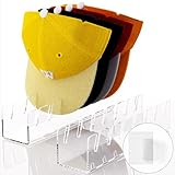 ACTBIO 4 Pcs Hat Stand for Baseball Caps, No Install Acrylic Hat Organizer for 14 Baseball Caps, Hat Holder Hat Storage Hat Display Baseball Cap Rack for Bedroom, Closet, Dresser, Office (Clear)