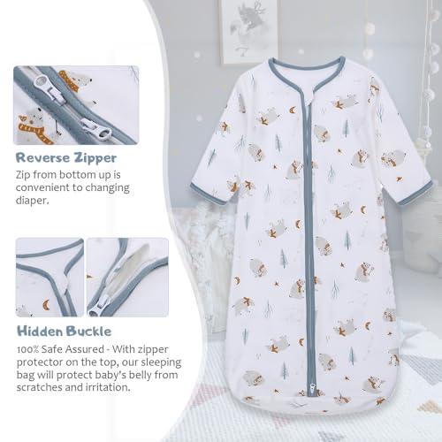 Image of Miracle Baby Long Sleeve Sleep Sack 2-Pack, 100% Cotton Wearable Blanket Baby Sleeping Bag for Newborn Infant Toddler