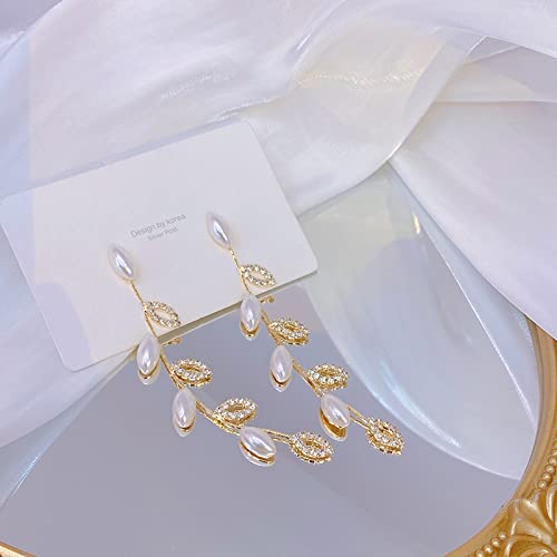 Wedding Earrings For Brides、Bridal Bridesmaid Silver Earrings For Wedding Crystal Cubic Zirconia Bridal Drop Earrings For Women Prom Pearl Earring #TOP1