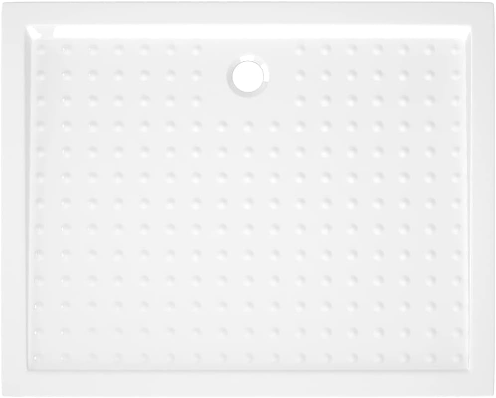 vidaXL White ABS Shower Base Tray - Modern Design with Low-Threshold and Slip- Dots for Enhanced Safety - Easy-to-Clean - 31.5"x39.4"x1.6"