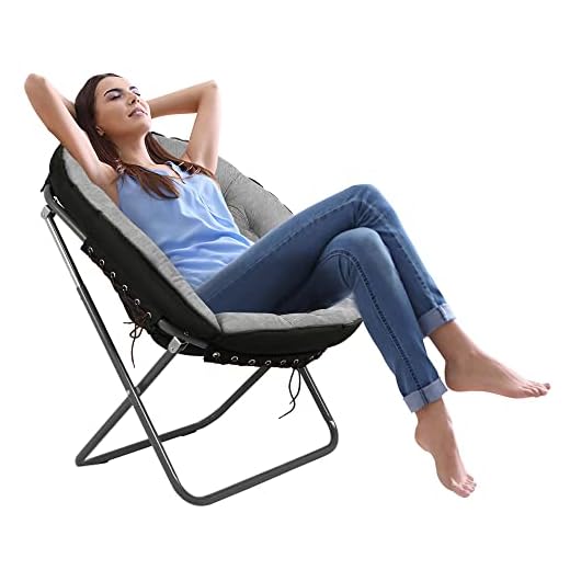 Tochiyoga Saucer Chairs for Adults, Folding Saucer Chair, Oversized Saucer Chair for Bedroom, Moon Chair, Papasan Chair (Grey)
