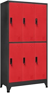GOLINPEILO Locker Cabinet Anthracite and Red 35.4