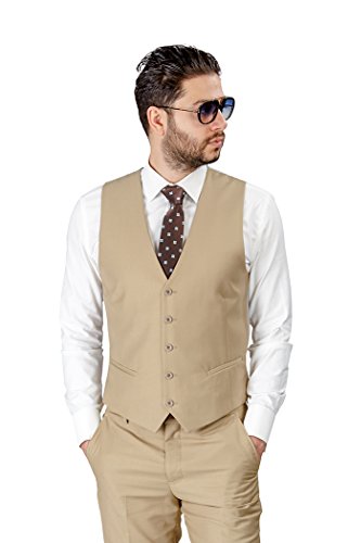 AZAR MAN Men's Slim Fit Dress Suit Vest 5 Button Adjustable Back Strap3