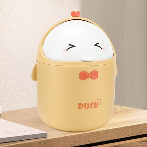 Rubessia Pattumiera da Tavolo con Coperchio, Mini Spazzatura Portatile, Cestino da Scrivania per Bagno, Salotto, Cucina (Giallo)