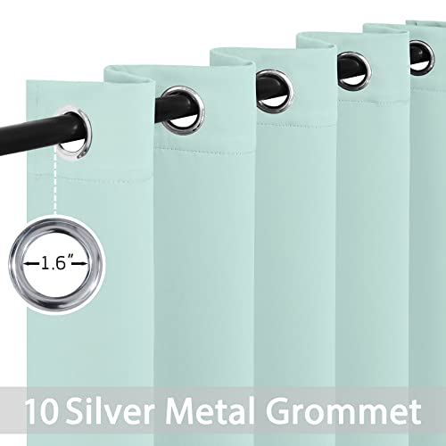 Yakamok 84 Inch Length Blackout Curtains for Bedroom, Room Darkening Thermal Insulated Solid Grommet Panels for Living Room(62Wx84L, Aqua, 2 Panels)