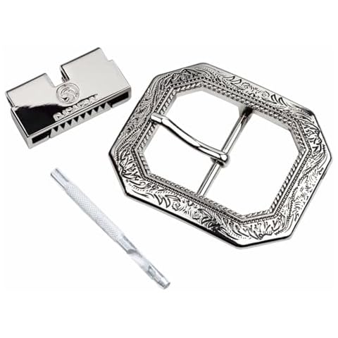 DJCAIZYY 1.5" (40mm) Belt Buckle Western Replacement Single Prong Easy Disassembly Silver Cover