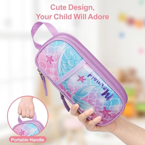 Image of Bagseri Pencil Case for Girls - Expandable Kids Pencil Case Large Capacity Pencil Pouch Organizer Cute Pencil Bag Pencil Box for School Student, Pen Case Only (Purple Mermaid Tail)