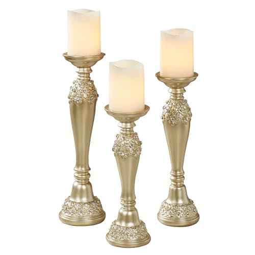 Rya Gem Candleholders Champagne Gold Set of Three