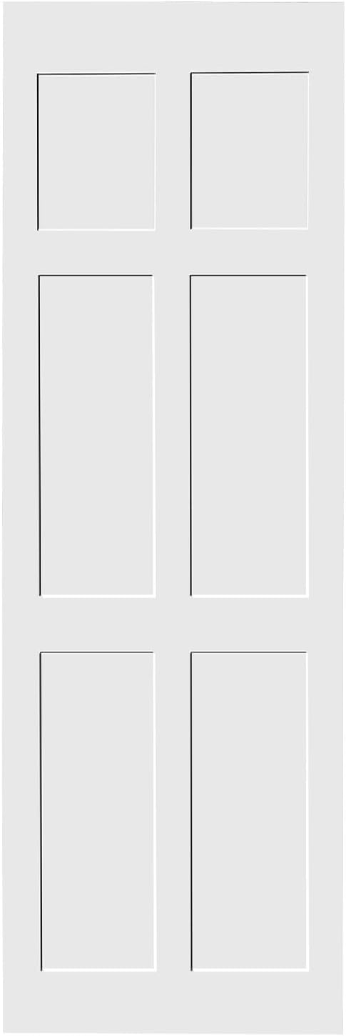 28 X 84 Inch Barn Door Slab, White Barn Doors, Modern Interior Sliding Doors, Real Primed DIY Slab Door, Pre-Drilled Ready to Assemble, Anti-Deformation, Moisture-Proof, Six Panel-Style