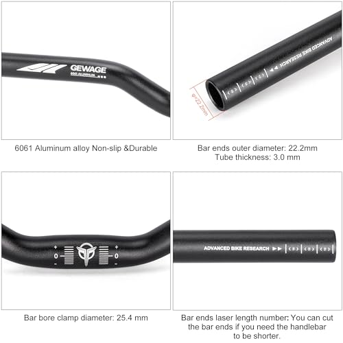 image for GEWAGE 25.4 Bike Handlebar - 30mm, 55mm, 70mm, 90mm,120mm Riser Handle