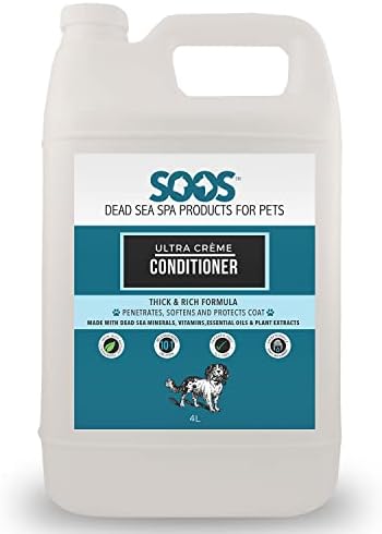 Soos Pets Pet Conditioner Natural Dead Sea Ultra Crème Smoothness Polish Deeply Absorbing with Vitamins Essential Oils Natural Ingredients for Dogs and Cats – 1x Pet Conditioner (4L / 1.32 gal)