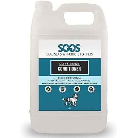 Soos Pet Conditioner Ultra Crème Natural Dead Sea Minerals Smoothness Polish Deeply Absorbing with Vitamins Essential Oils Natural Ingredients for Dogs and Cats - 1 Pack (4L) Cover