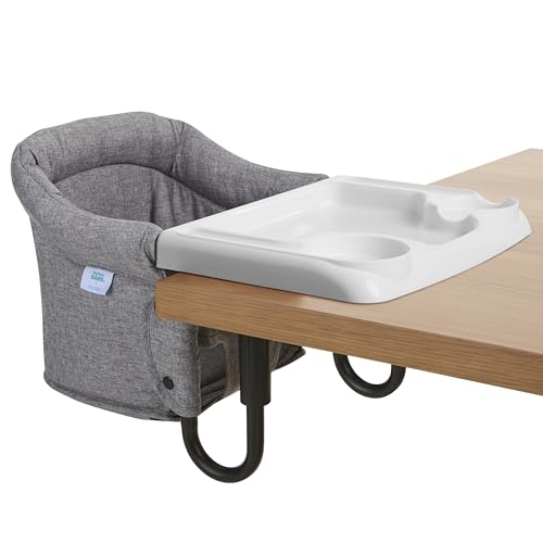 Image of Evolur Hook-On Baby High Chair, Portable Clamp-On Dining Seat with Dishwasher Safe Food Grade Tray, Clip-On Table Chair, Carry Bag, Back Pocket, ASTM Certified, 6-36 Months
