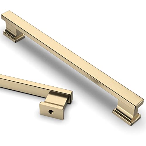Asidrama 10 Pack 6.3 Inch(160mm) Champagne Bronze Cabinet Pulls Heavy-Duty Solid Kitchen Cabinet Handles Champagne Gold Drawer Hardware for Bathrooms Cabinets