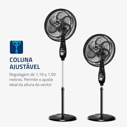 Ventilador de Coluna 30cm Turbo, Mondial, Preto/Prata, 50W, 110V - VT-30C-NB